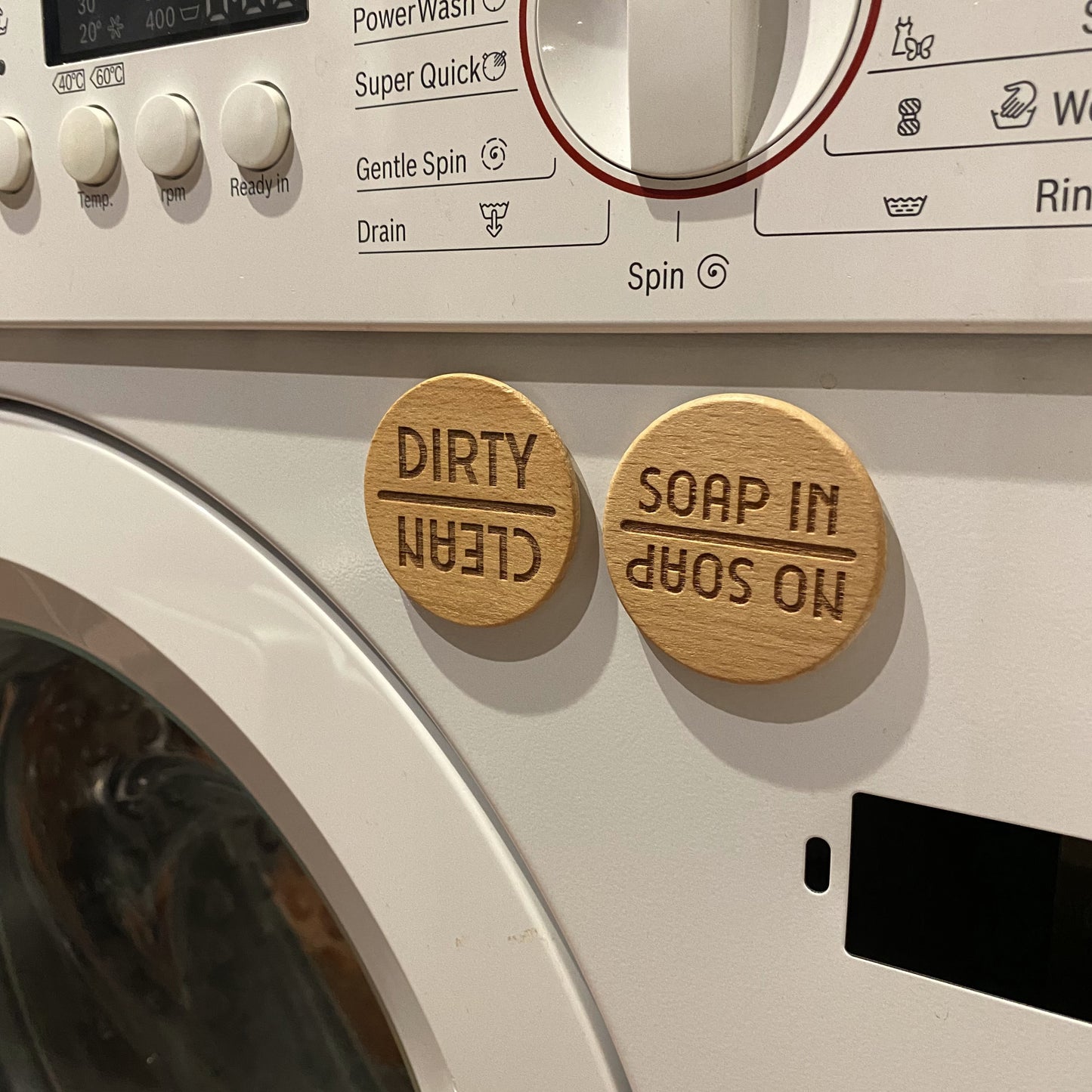 Dual laundry washing chore reminder dial set – practical and stylish solution for shared household tasks.