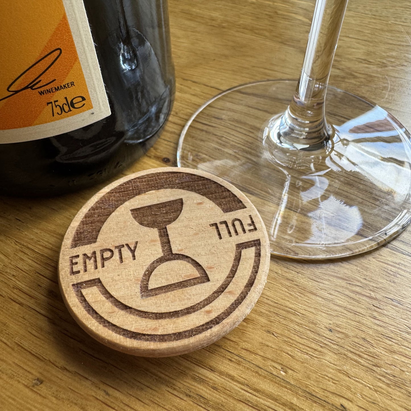 Lifestyle shot of full empty wine spinner dial – fun gift for wine lovers