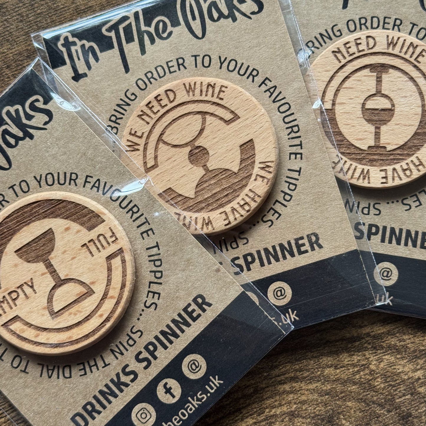 Gift-ready wine status drink spinning dials shown in gift packaging