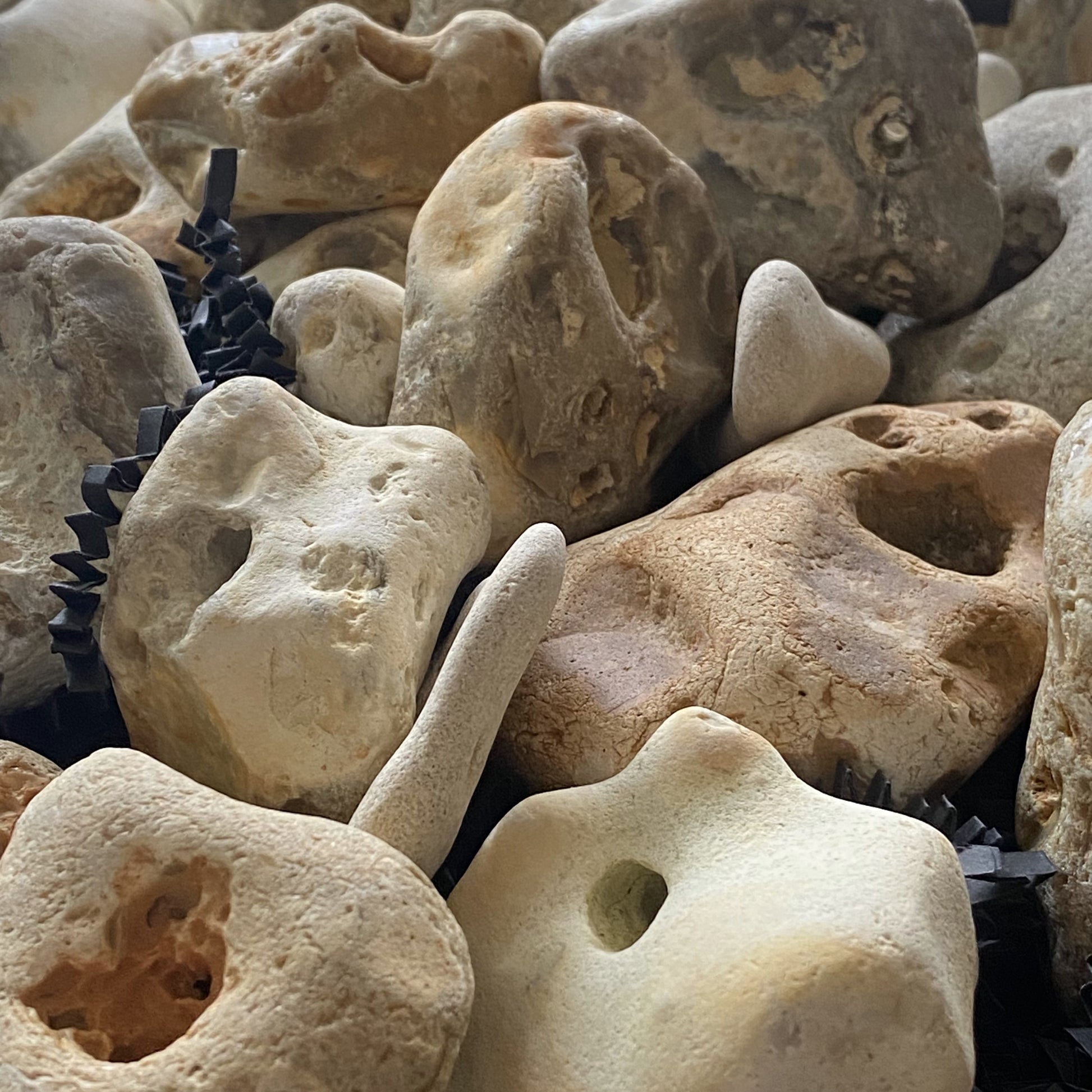 Detailed view of weather stones used in forecasting set, naturally formed by the sea