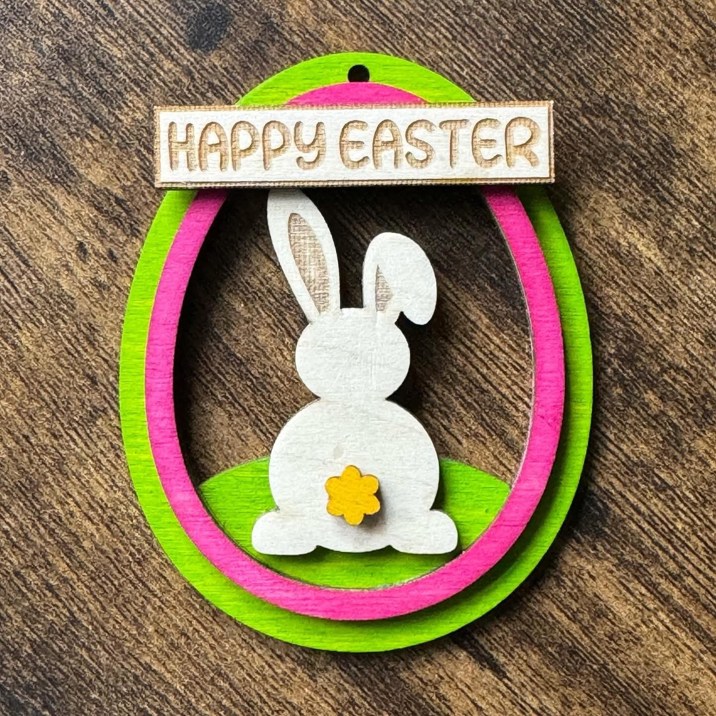 Custom hanging Easter decoration featuring fun engraving and seasonal design, ideal for spring gifting or festive displays