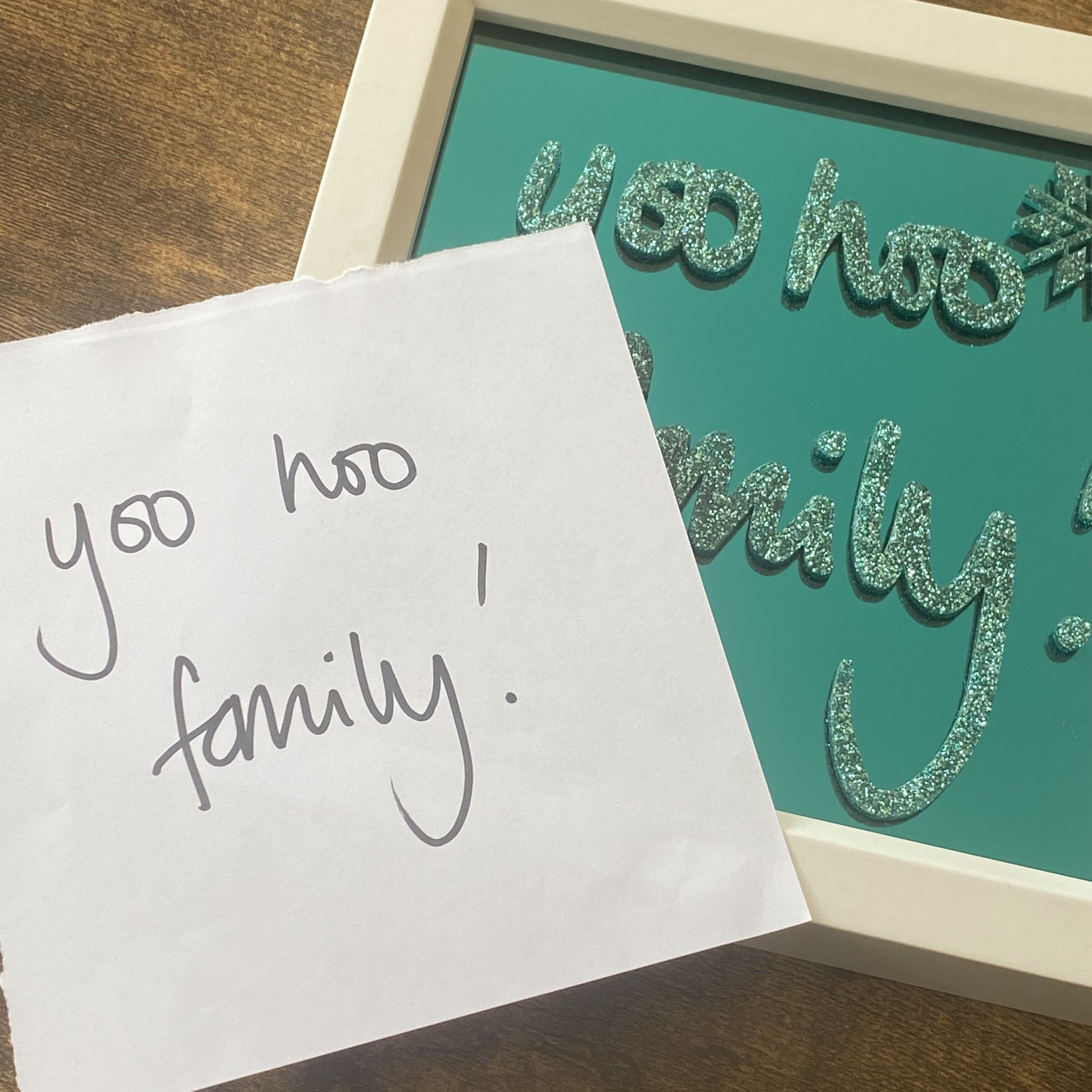 Custom framed artwork featuring real personal handwriting – engraved acrylic design for sentimental gift or keepsake