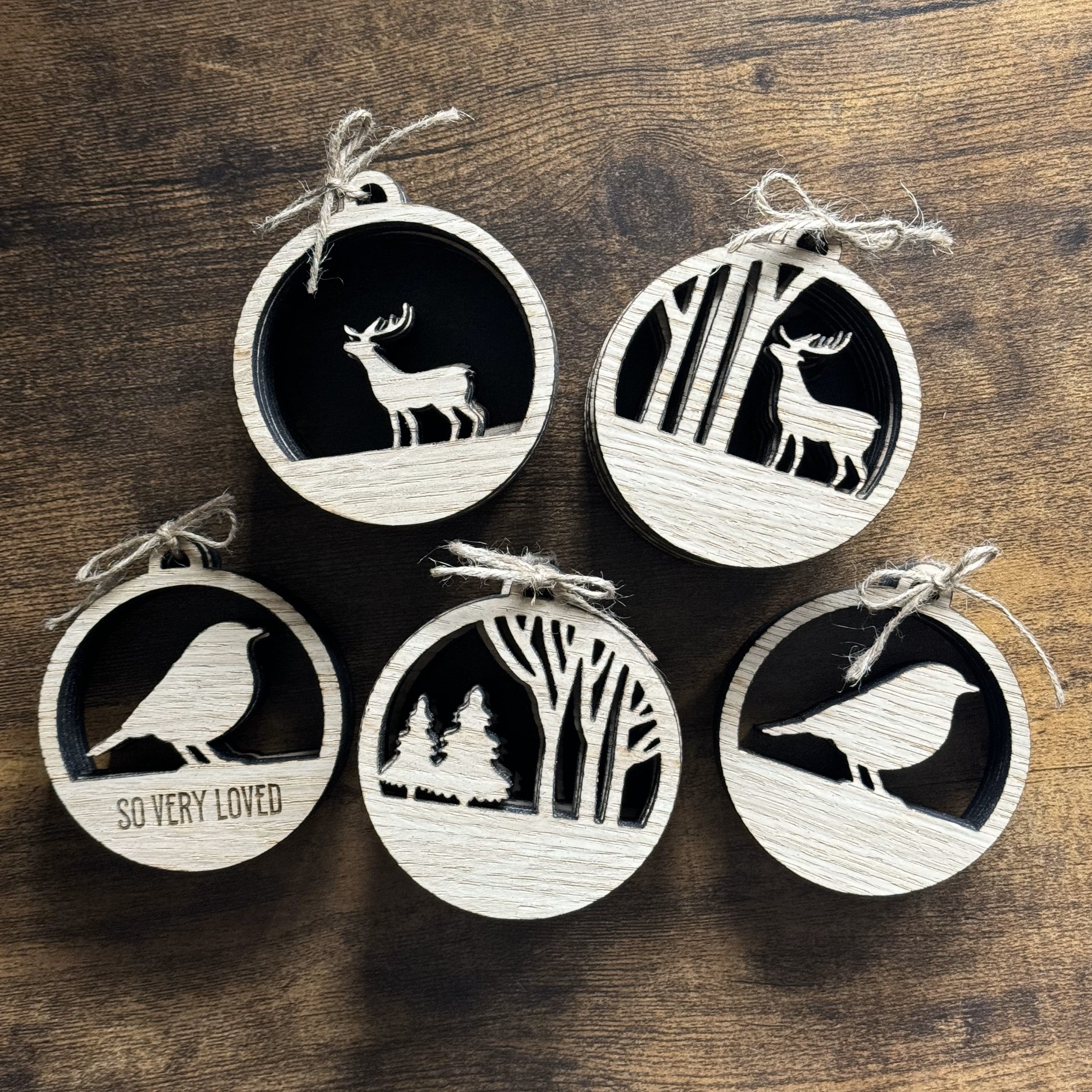Christmas decorations blanks made for charity fundraising, ready to finish and sell