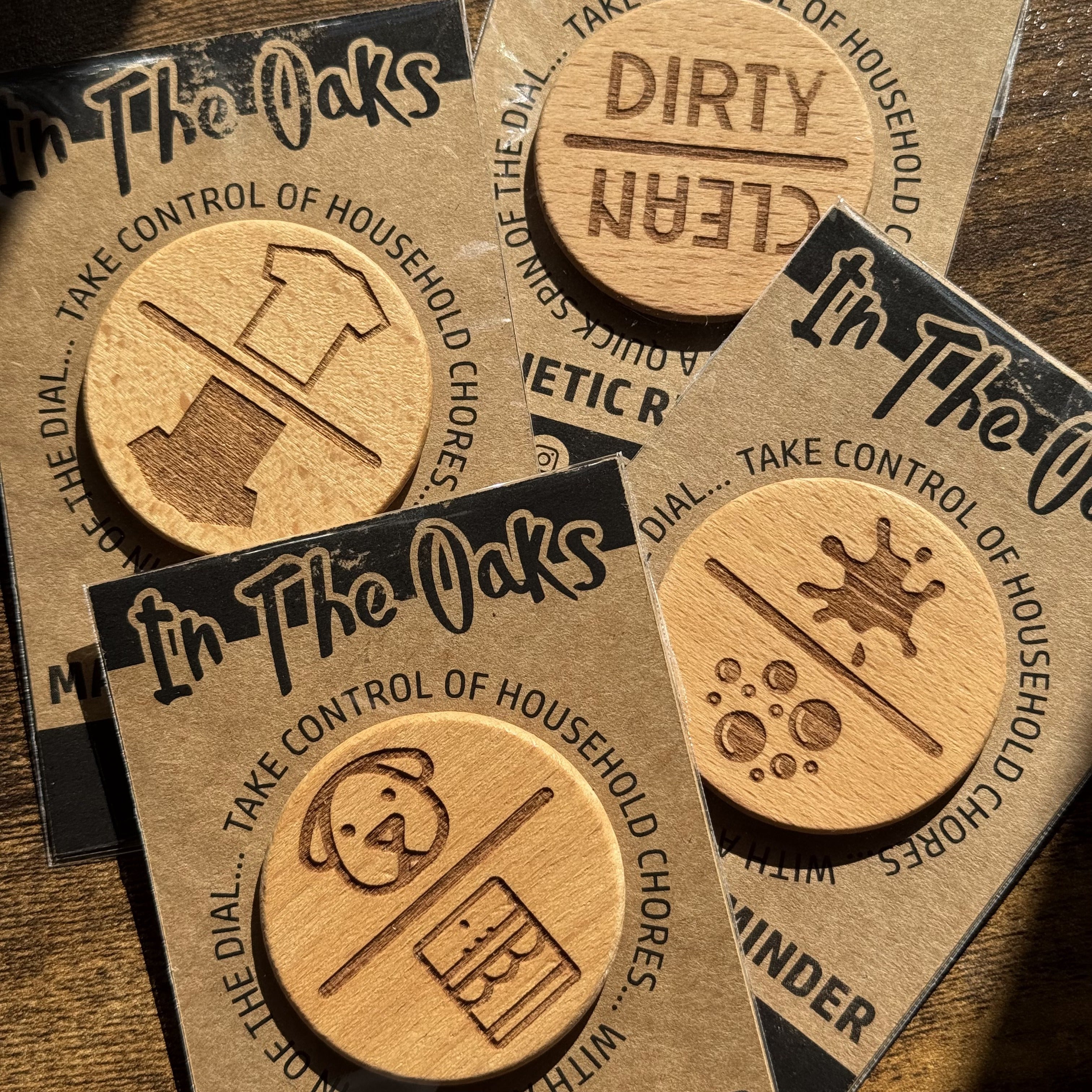 Selection of Spinning Chore Reminder dials from various collections, all in packaging