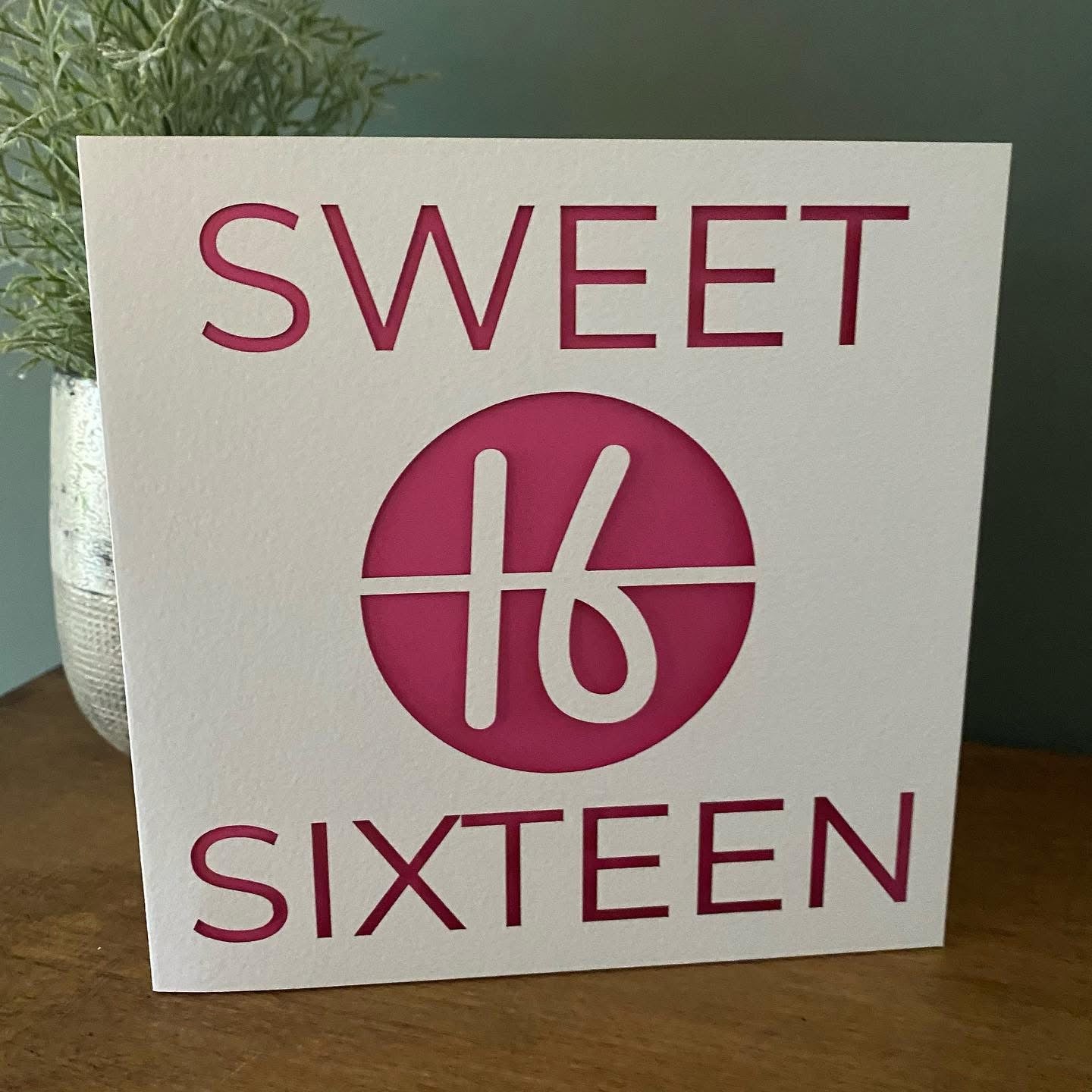 Laser cut ‘Sweet 16’ birthday card featuring delicate and celebratory design